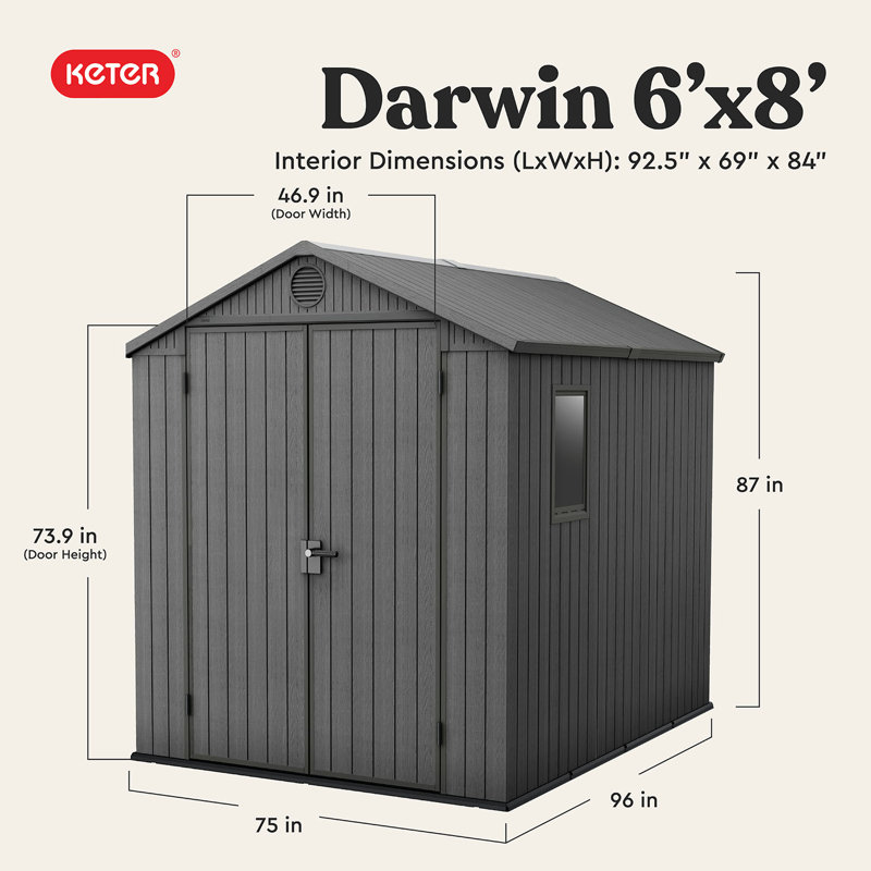 Keter Darwin 6x 8 ft. Durable Resin Outdoor Storage Shed With